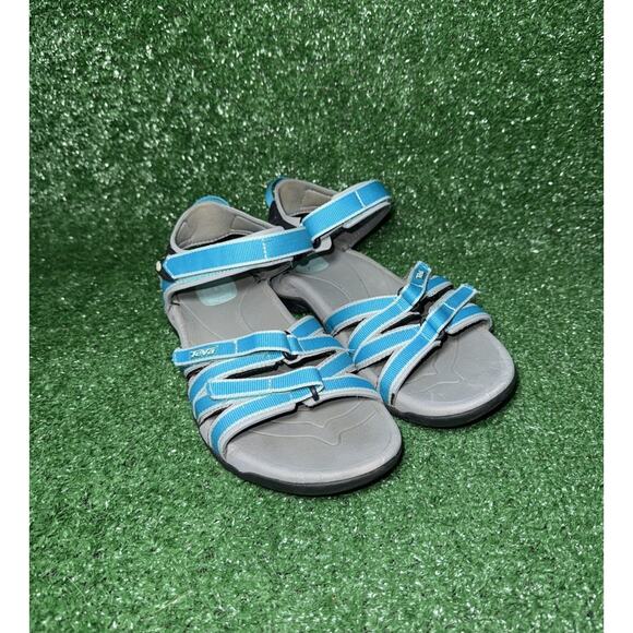 Teva Tirra 4266 Strappy Sports Hiking Sandals Blue Grey Hook & Loop Women Size 8 - Picture 2 of 9